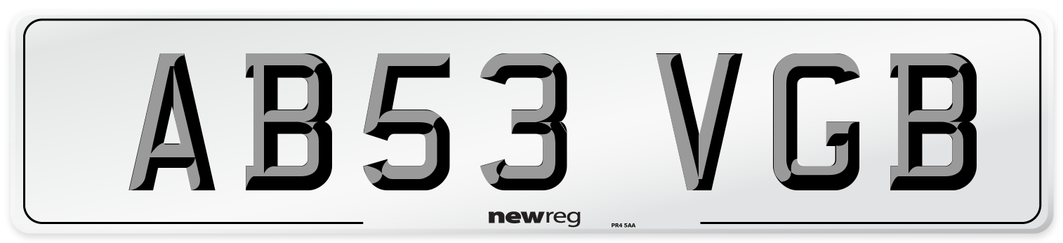 AB53 VGB Number Plate from New Reg
